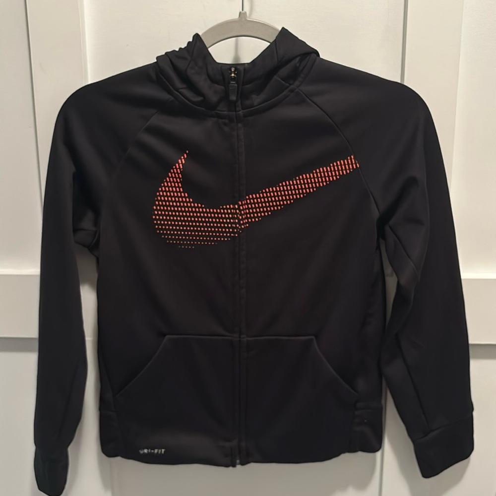 Boys Nike Black full zip up front pockets hoodie size Medium
